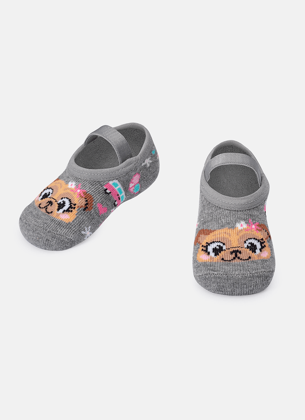 Meia Sapatilha Bebê Menina Pug 9 A 12 MESES