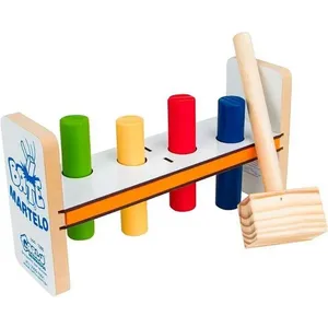 Brinquedo Pedagógico Bate Martelo de Madeira MDF com 5 Peças Coloridas Carlu Brinquedos Brinquedo Pedagógico Bate Martelo Madeira 5 Peças Coloridas Carlu