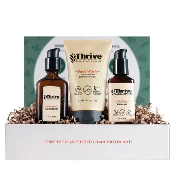 Thrive Natural Kit Skincare De Cuidados Com A Pele Para Homens Com Hidratante, Sabonete E Creme De Barbear