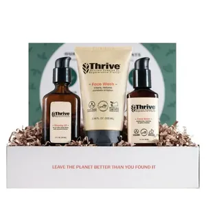 Thrive Natural Kit Skincare De Cuidados Com A Pele Para Homens Com Hidratante, Sabonete E Creme De Barbear