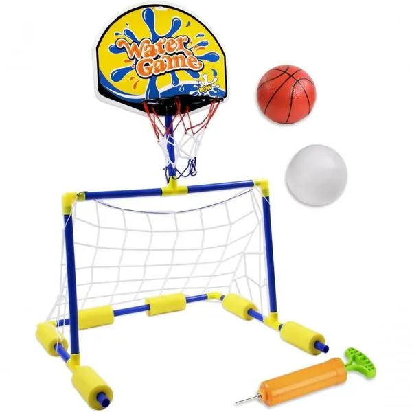 Jogo Aquático Infantil Basquete e Golzinho Flutuante 2 em 1 para Piscina com Bola e Bomba Yeet Jogo Aquático Basquete e Golzinho Flutuante 2 em 1 com Bola e Bomba Yeet
