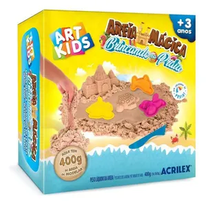 Brinquedo Kit Areia Mágica Brincando Na Praia 400g Art Kids