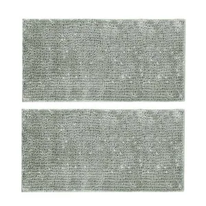 Tapete Antiderrapante Cinza Fio Prateado Banheiro 60x120 2un