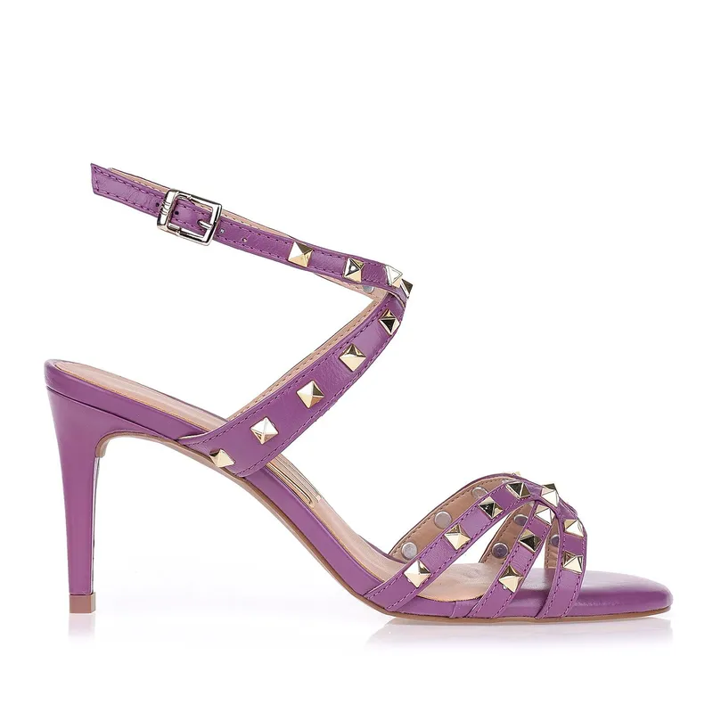 Sandália Salto Médio Triple Studs