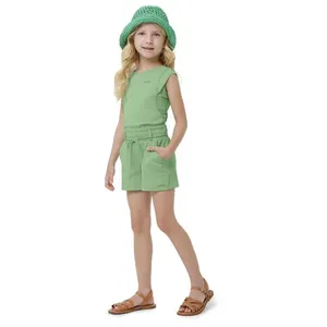 Blusa Menina Recorte Lateral Em Malha Texturizada Carinhoso Verde - 3