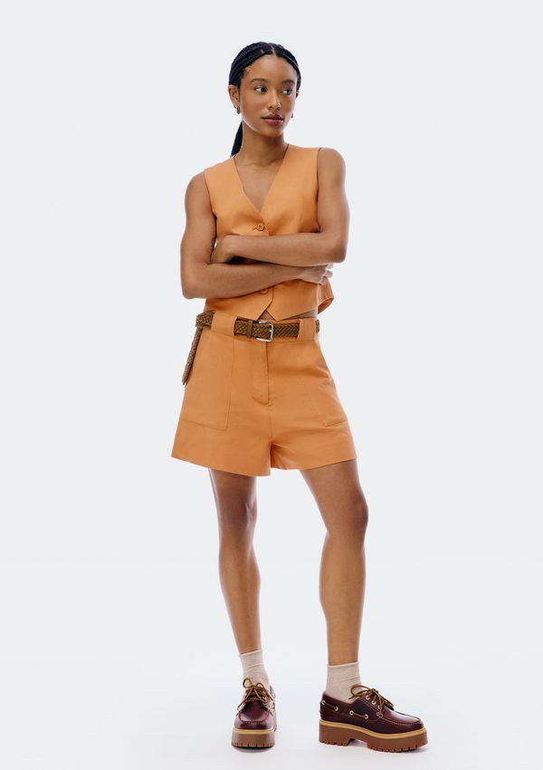 Shorts Feminino Em Alfaiataria - Terracota 034