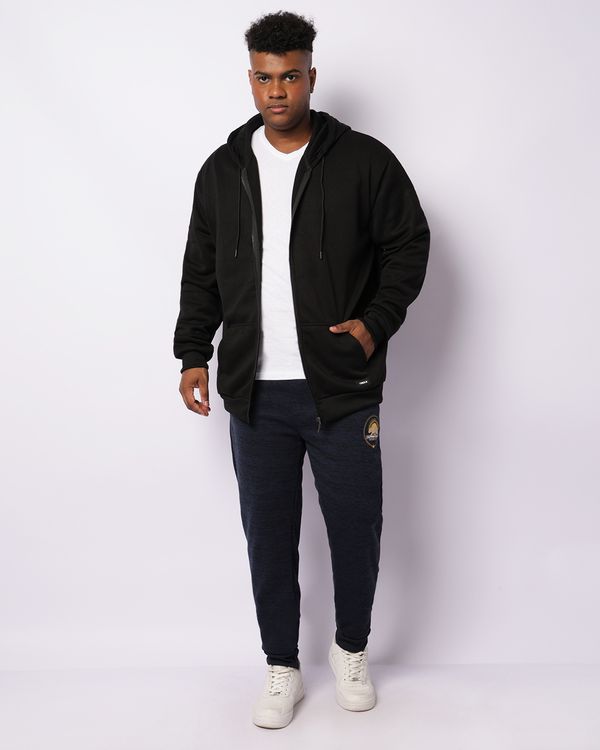 Calça Moletom Plus Size Masculina Peluciada Jogger Marinho G3
