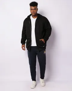 Calça Moletom Plus Size Masculina Peluciada Jogger Marinho G3