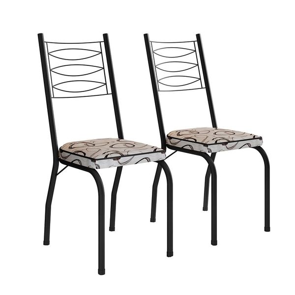 Conjunto com 2 Cadeiras Chipre Revestimento Sintético Cedro e Preto