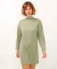 vestido curto de tricot básico gola alta verde GG