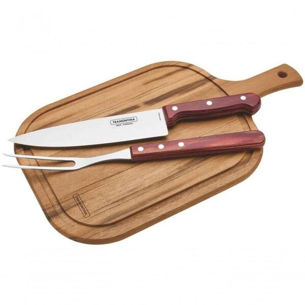 Jogo Para Churrasco Tramontina Polywood Vermelho 3 Peças