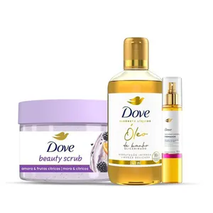 Kit Dove Óleo Sérum Corporal Firmador 150ml + Sabonete Líquido Óleo Banho Glicerinado 240ml + Esfoliante Beauty Scrub Amora e Frutas Cítricas 280g