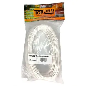 Cabo Elétrico Paralelo Top Cables 2 X 1,5mm, Peça Com 25 Metros, Branco (MP)