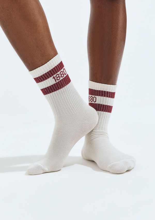 Meia Cano Longo Canelada Com Listras 1880 - Off white M