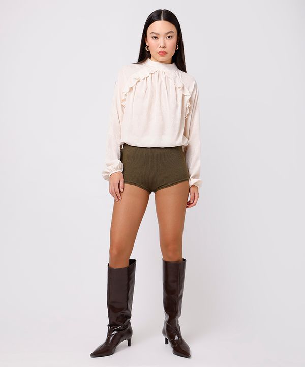 hot pant feminina de tricot canelado mindset verde PP