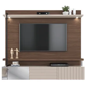Painel para TV até 70'', 3 Portas, 2 Prateleiras - Atalaia Nogueira Real / Off White
