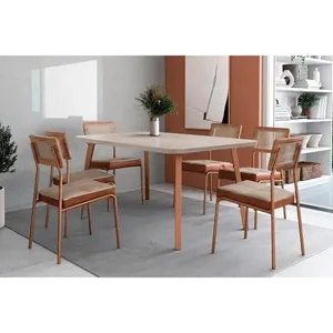 Mesa Sala Jantar Stellar 160cm+ 6 Cadeiras Lux Rose Carraro