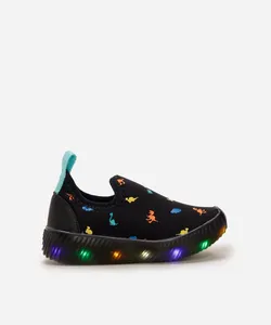 tênis infantil dino com luz calce fácil preto 23