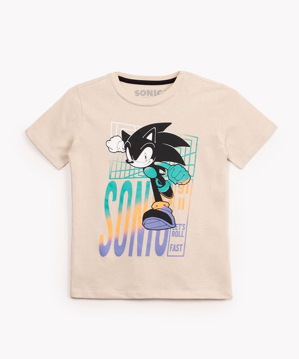 camiseta infantil de algodão manga curta sonic bege 4