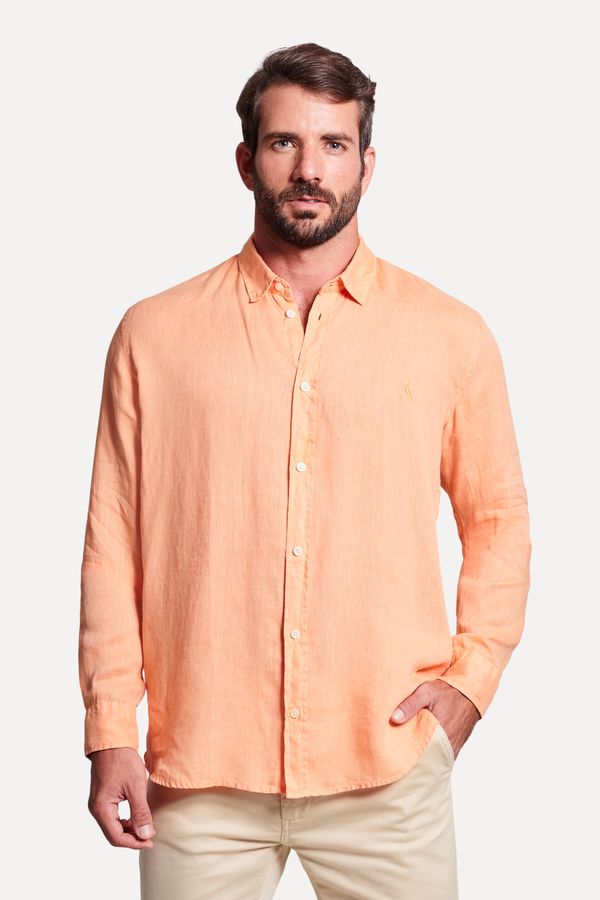 Camisa Manga Longa Linho Laranja - G