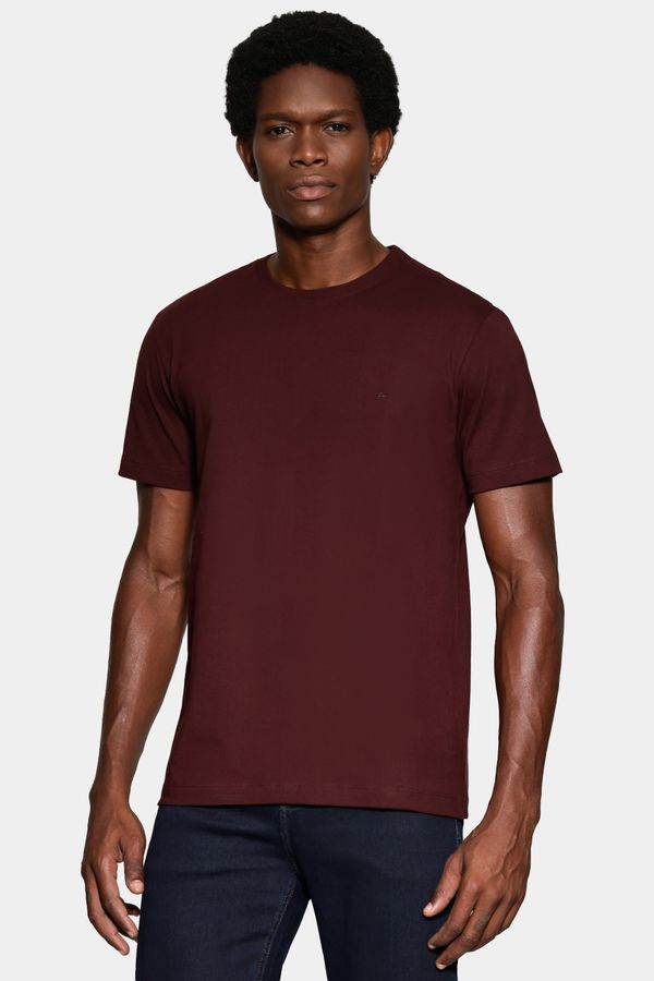 Camiseta Manga Curta Bordado Básica Marrom - G
