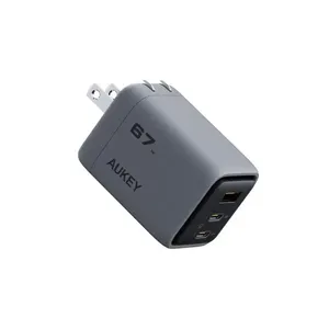 Carregador De Viagem Aukey 67W PD Com Tecnologia GAN USB/USB-C PA-C3 Cinza (MP)
