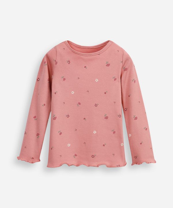 blusa de algodão infantil manga longa floral rosa 3