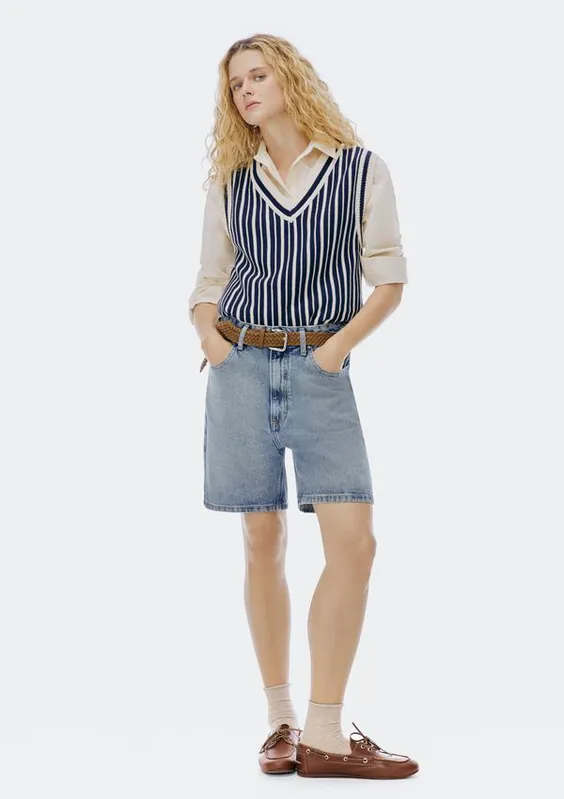 Bermuda Jeans Feminina Cintura Média - Azul 040