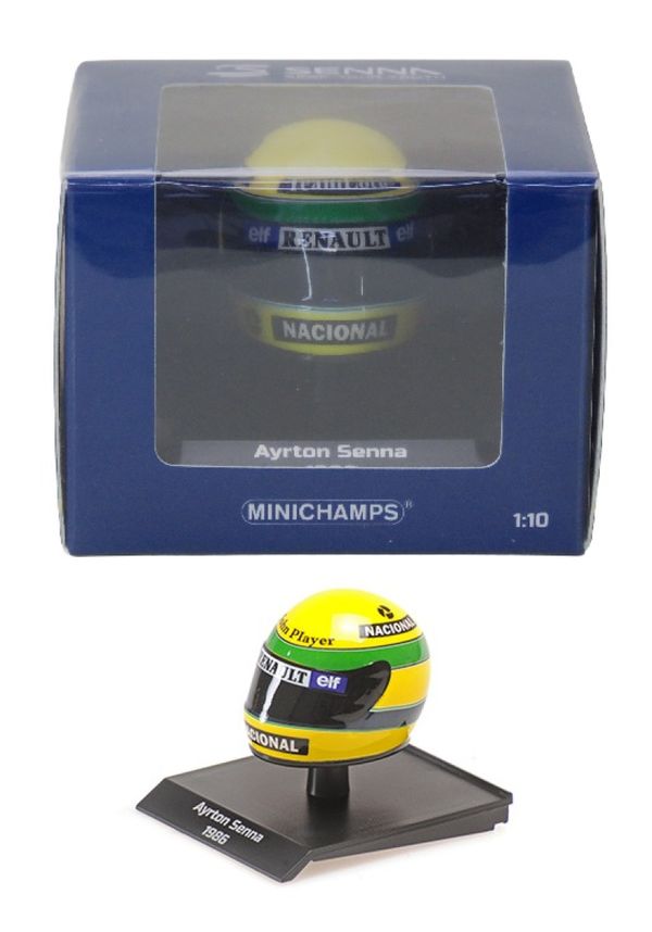 Capacete em Miniatura - 1986 Ayrton Senna - Formula 1 - 3cm - 1/10 - Minichamps