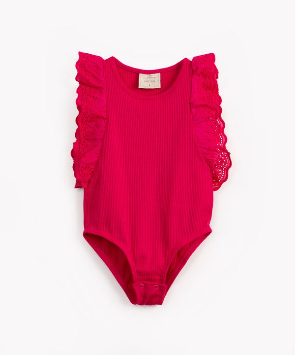 body de algodão infantil regata com laise pink 4