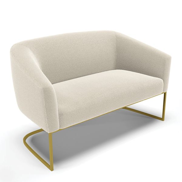 Sofá 2 Lugares Namoradeira Industrial Dourado Stella Bouclê Bege D03 - D'Rossi