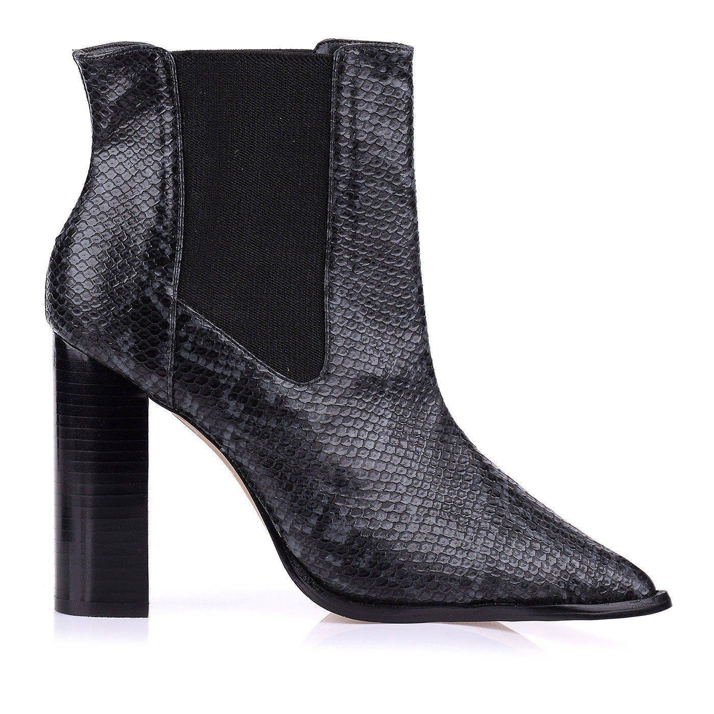 Bota Salto Alto Grosso Snake Chumbo