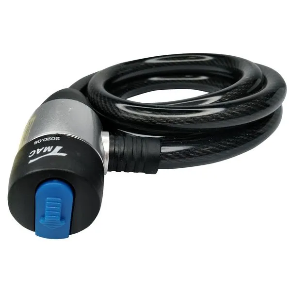 Trava TMAC Moto Cadeado Com Cabo De Aco 12mm x 1.200mm Capa Preto (MP)