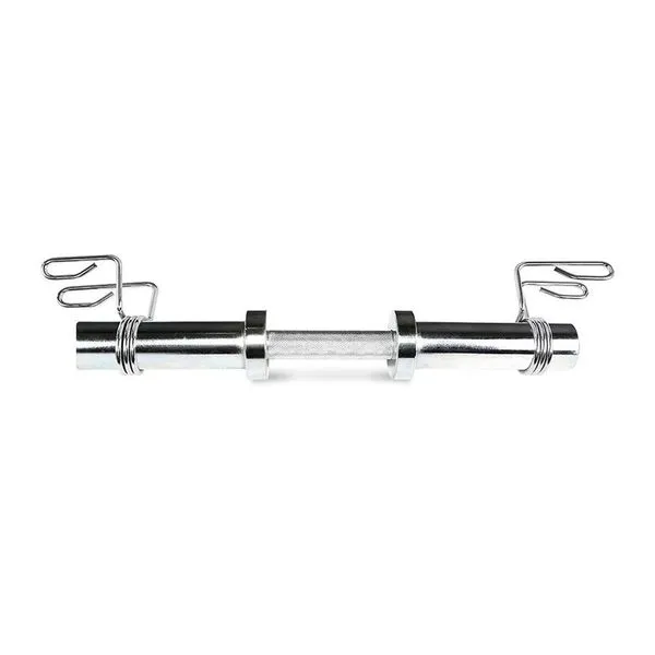 Barra Reta para Musculação Barra Reta 0.50M Cromada para Fortalecimento Muscular com Presilhas Preto Kikos Barra Reta para Musculação Barra Reta 0.50M Cromada com Presilhas e Rolamentos Preto Kikos