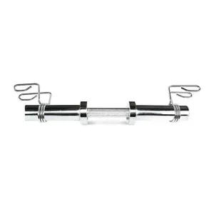 Barra Reta para Musculação Barra Reta 0.50M Cromada para Fortalecimento Muscular com Presilhas Preto Kikos Barra Reta para Musculação Barra Reta 0.50M Cromada com Presilhas e Rolamentos Preto Kikos