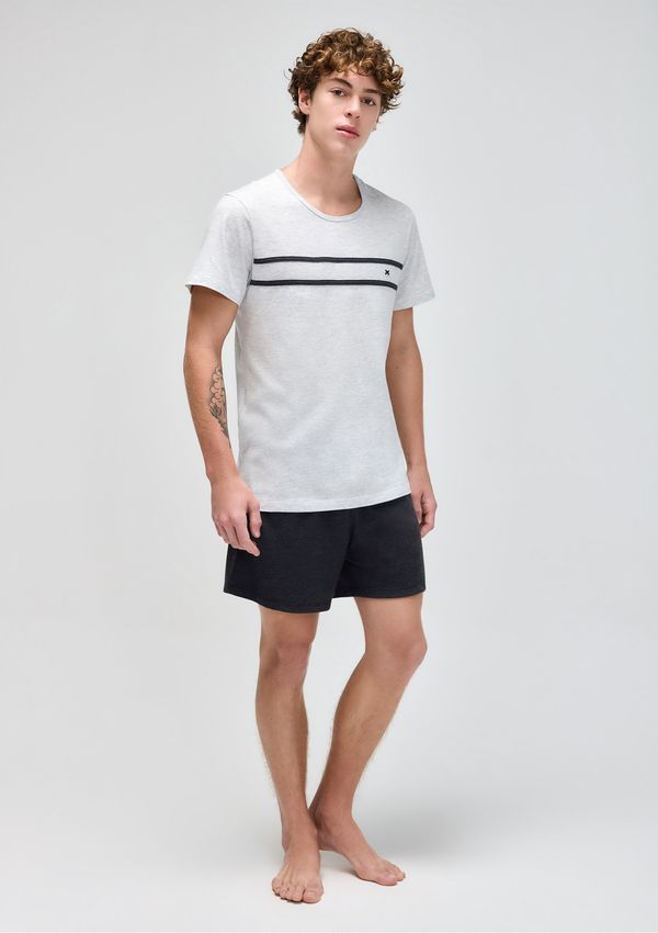 Pijama Curto Masculino Em Algodão - Preto M