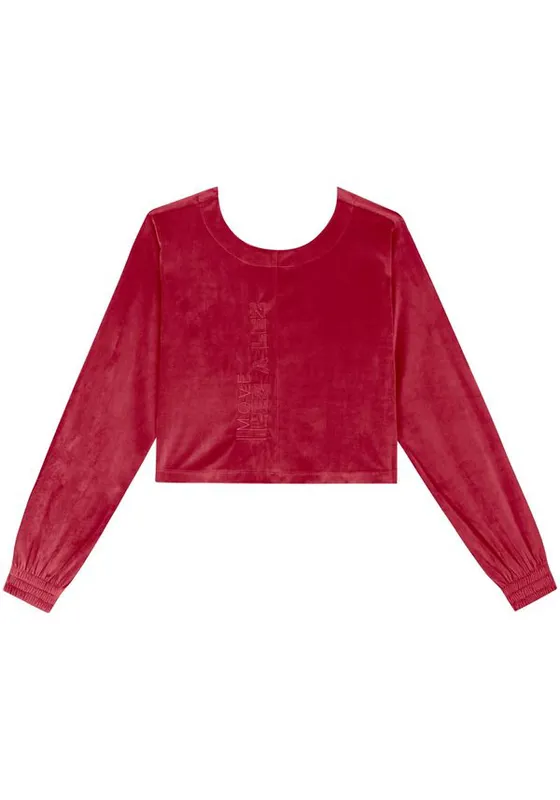 Blusão Cropped De Mangas Longas Em Malha Plush Move VERMELHO QUIRIBATI G