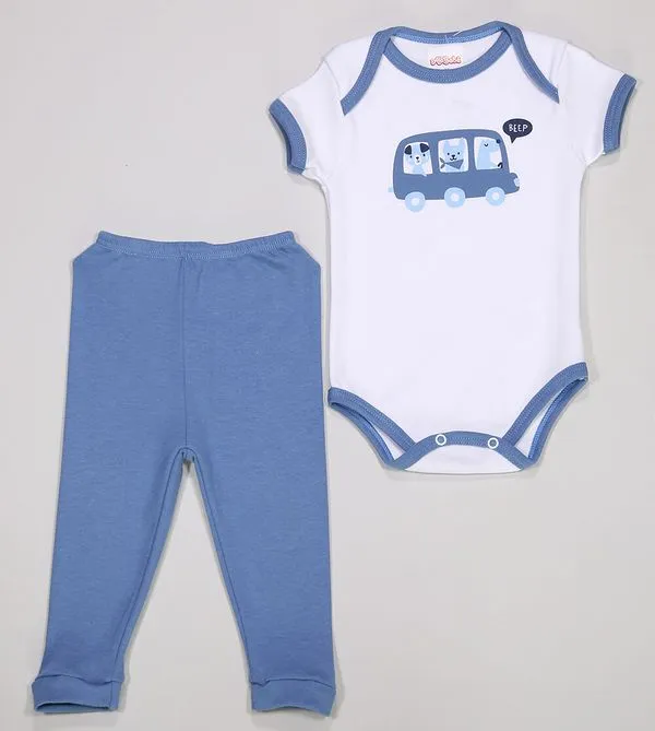 Conjunto Body Com Culote Beep De 0 a 12 meses Azul - M