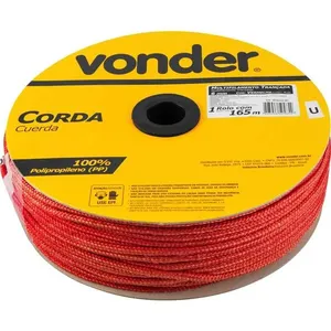 Corda Multifilamento Trançada 6mm x 165m Vermelha - VONDER