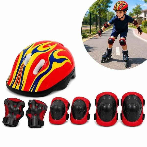 Kit Proteção Infantil com Capacete Joelheiras e Cotoveleiras para Bike Skate Patins e Patinete 7 Peças Yeet Kit Proteção Infantil Capacete Joelheiras Cotoveleiras 7 Peças Yeet