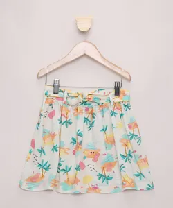 Saia Infantil Estampada Praia com Faixa Off White 6