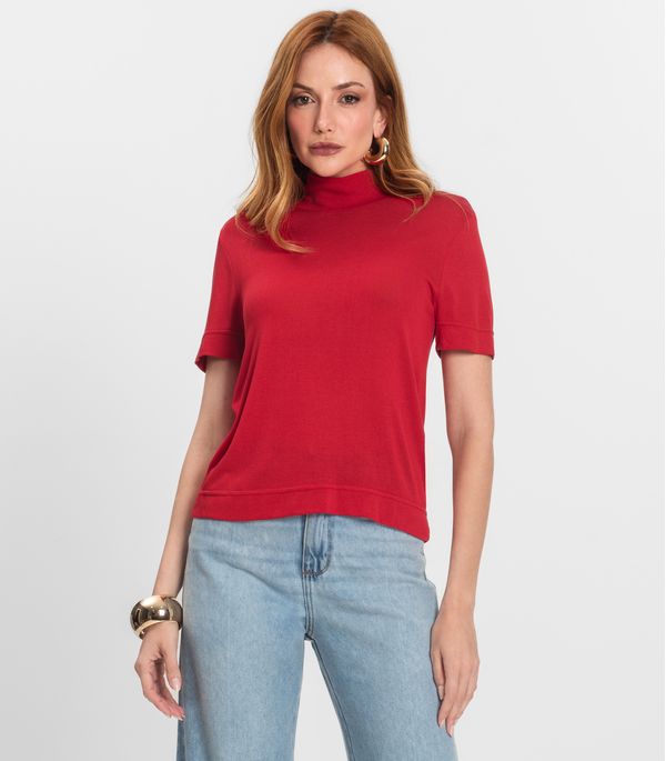Blusa Feminina Gola Alta ViscoTrico Básica Endless Vermelho GG