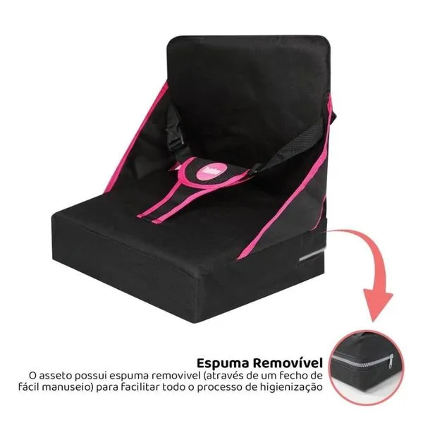 Assento Infantil Portátil Para Cadeiras Tubline Com Alça 22kg Rosa (MP)