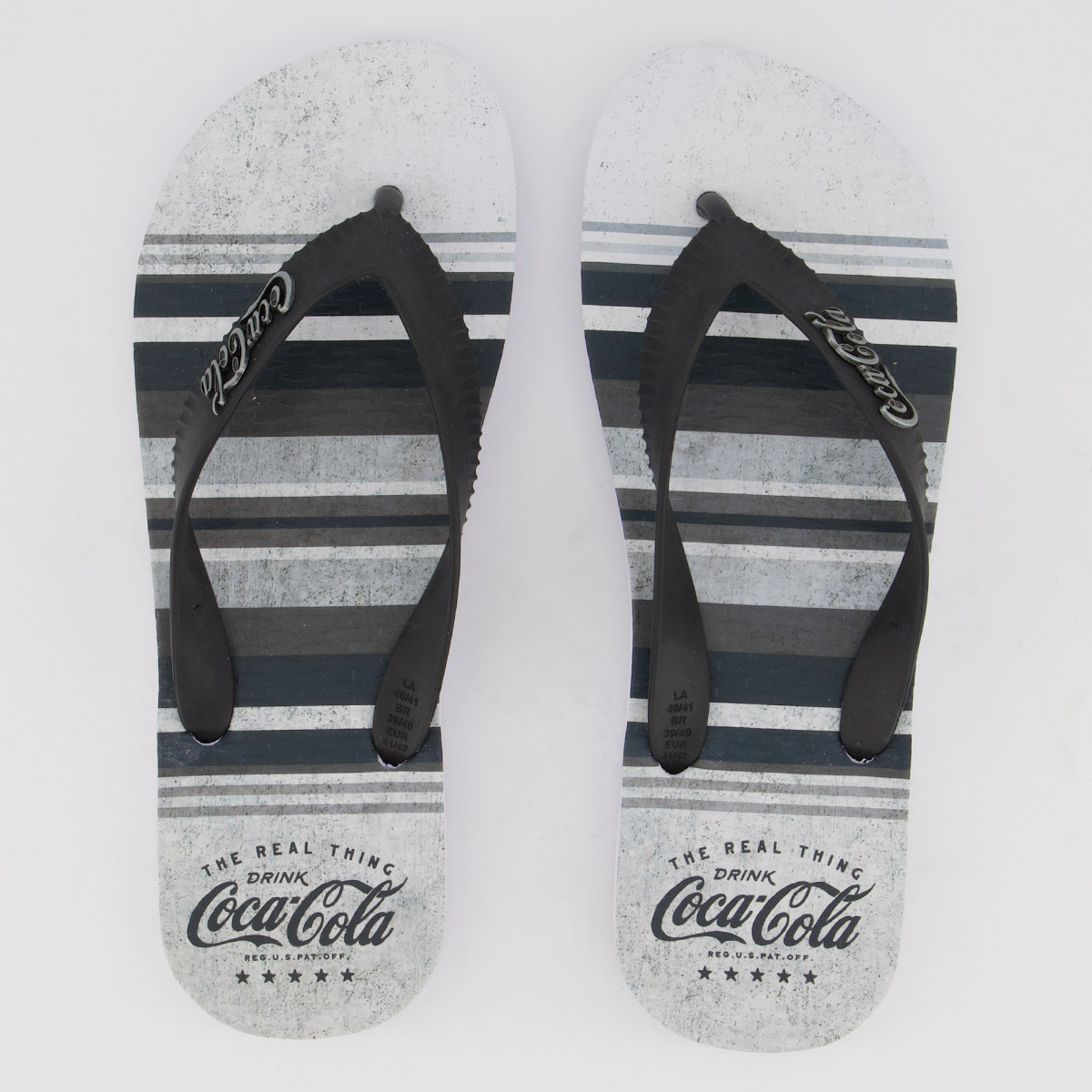 Chinelo Coca Cola Road Branco e Preto