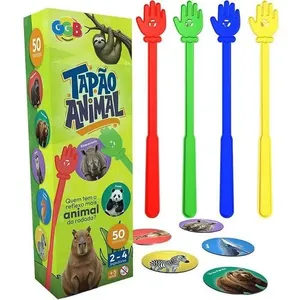 Jogo de Mesa Tapao Animal Reação Rápida com 50 Discos e Maozinhas com Ventosas GGB Plast Jogo de Mesa Tapao Animal Reação Rápida 50 Discos Ventosas GGB Plast