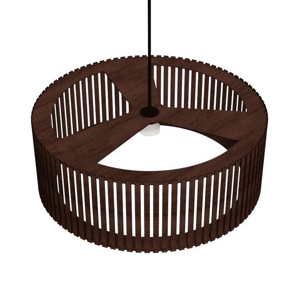 Luminária Pendente Vênus Modelo Ripado Marrom