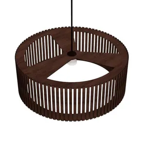 Luminária Pendente Vênus Modelo Ripado Marrom