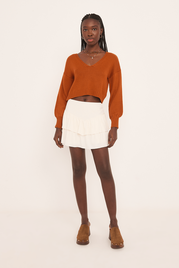 short saia raquel babado malha OFF WHITE G
