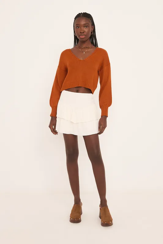 short saia raquel babado malha OFF WHITE G