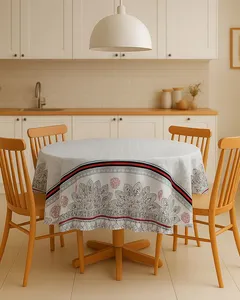 Toalha De Mesa Redonda Raner 140cm Estampada Geométrica Cinza UN